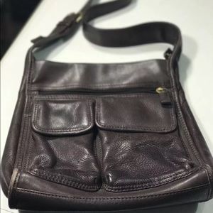 Fossil Brown Pebbled Leather Shoulder Bag